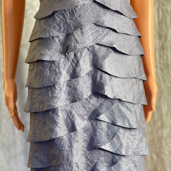 Vintage Y2K Adrianna Papell Metallic Purple/Gray Layered Formal Dress Fairy Sz 4 - Picture 4 of 8